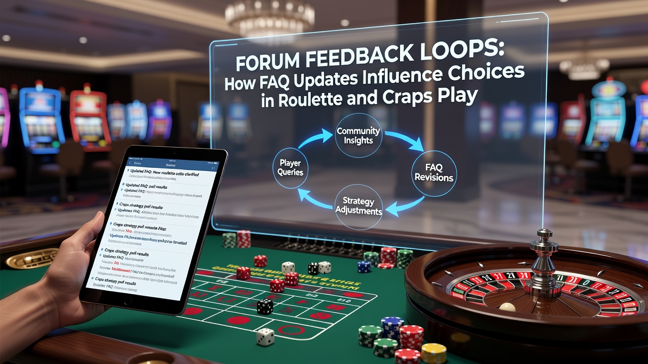Online gaming forum interface showing roulette and craps discussion threads with FAQ update notifications