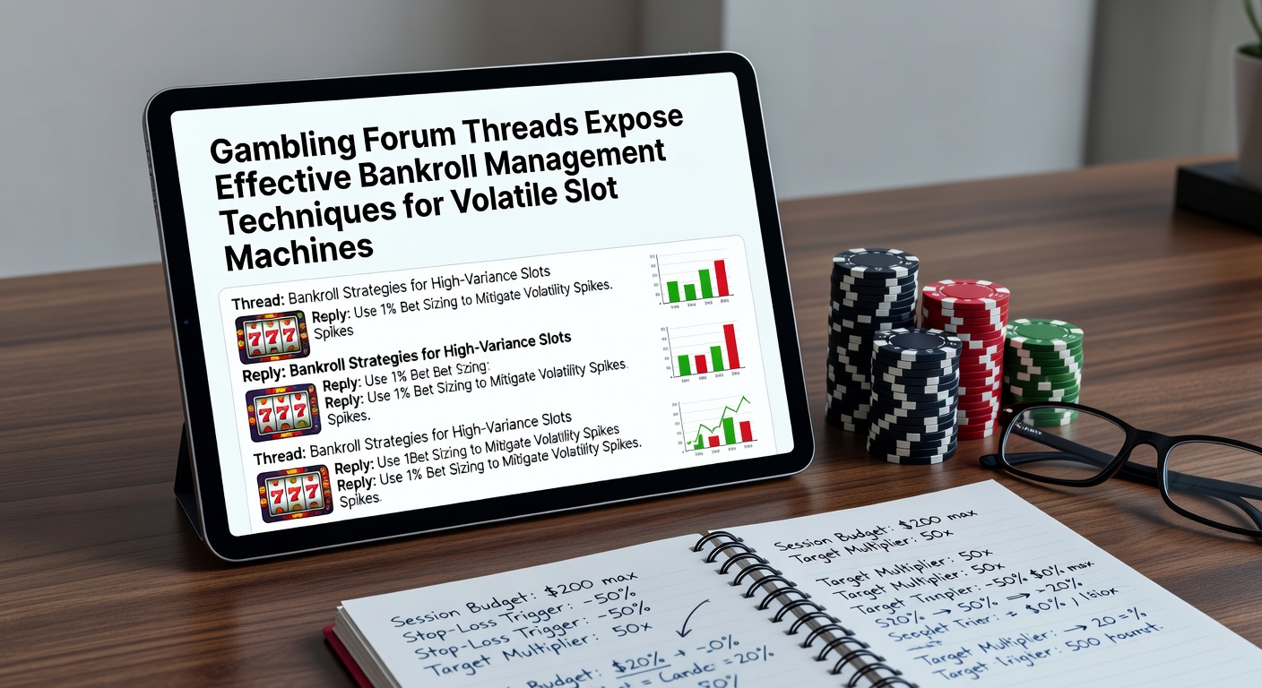 Players reviewing bankroll charts and volatility data in an active online gambling forum discussion