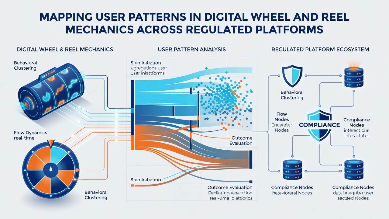 Analytics dashboard displaying heat maps and user flow patterns for wheel and reel games across multiple regulated platforms