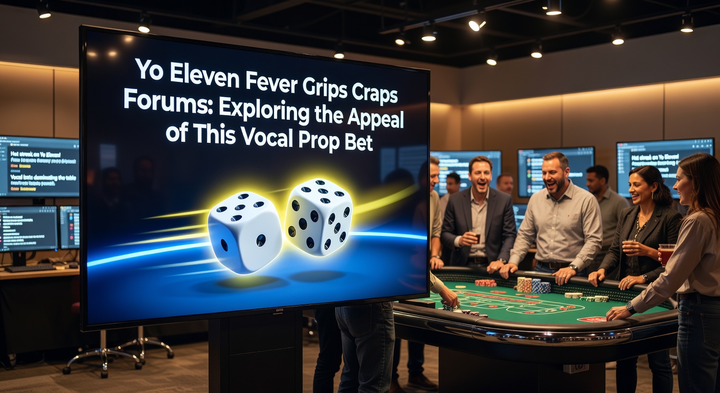 Vibrant craps table action with players cheering a Yo Eleven roll, chips stacked on the prop bet line amid flashing lights and excited crowd
